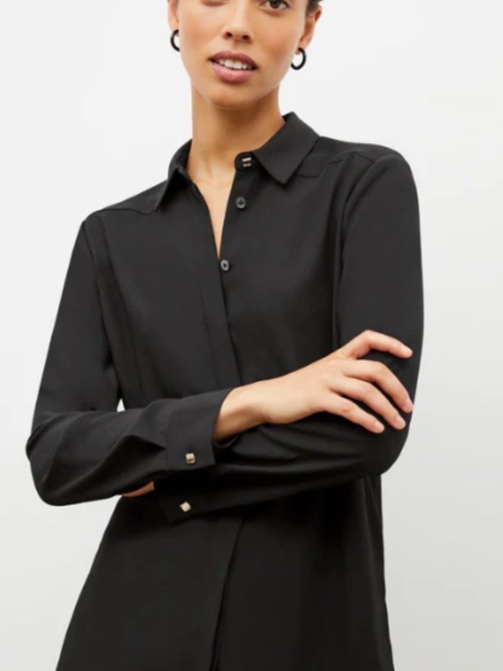 M.M.LaFleur Lagarde Women's Size 2 Black Silk Button Down Shirt